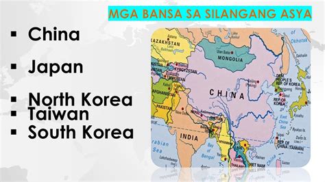 ano ano ang limang rehiyon ng asya